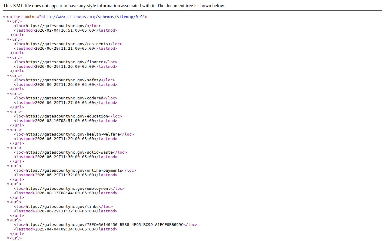 Gates County sitemap reviewed for arrest and roster links