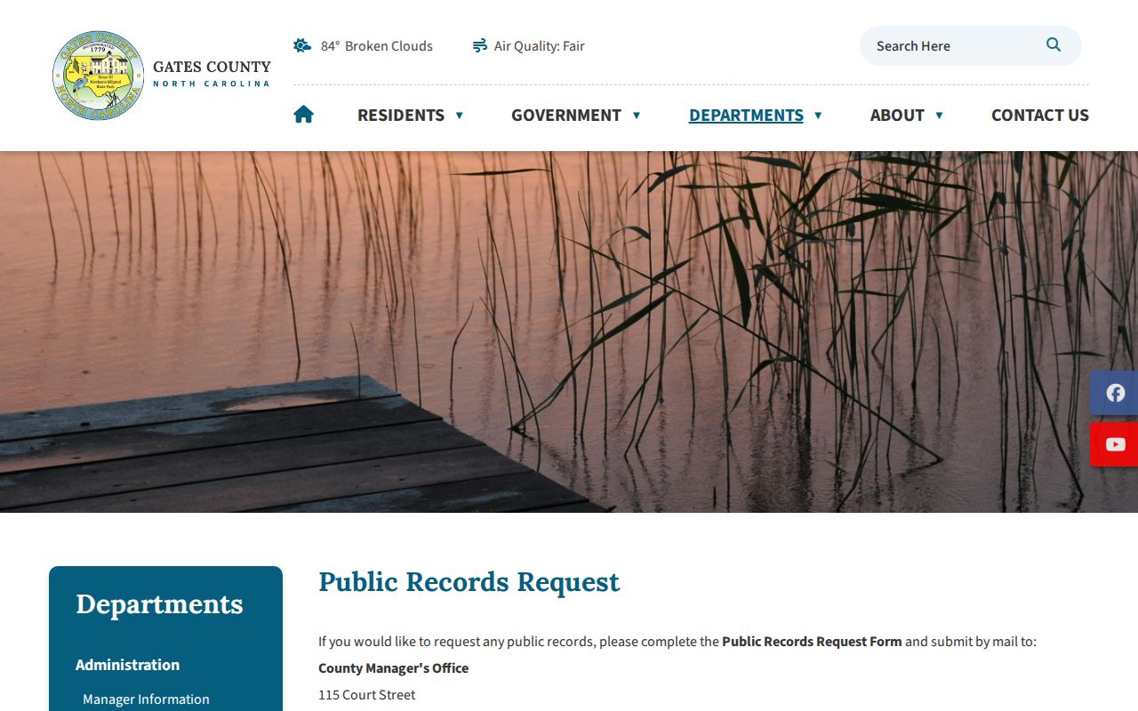 Gates County public records request page