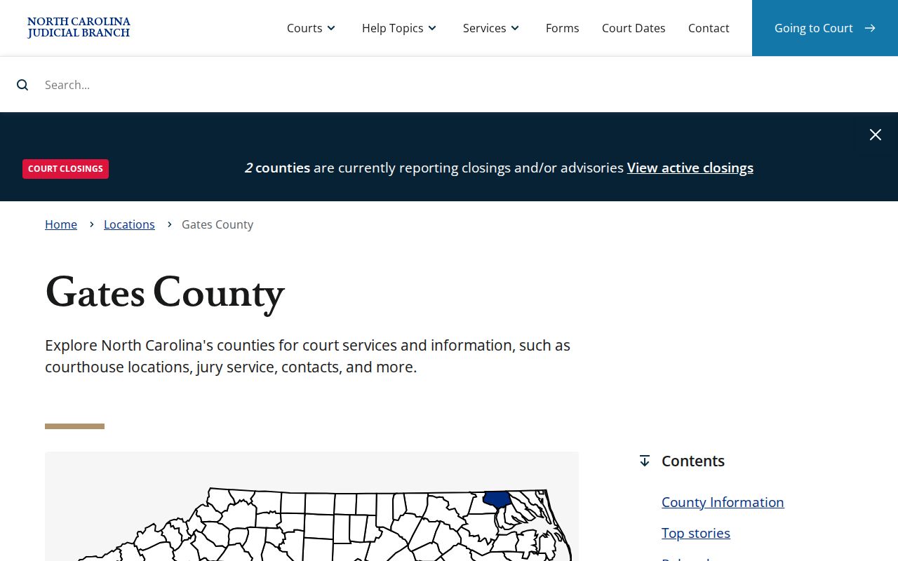 North Carolina Judicial Branch Gates County court page